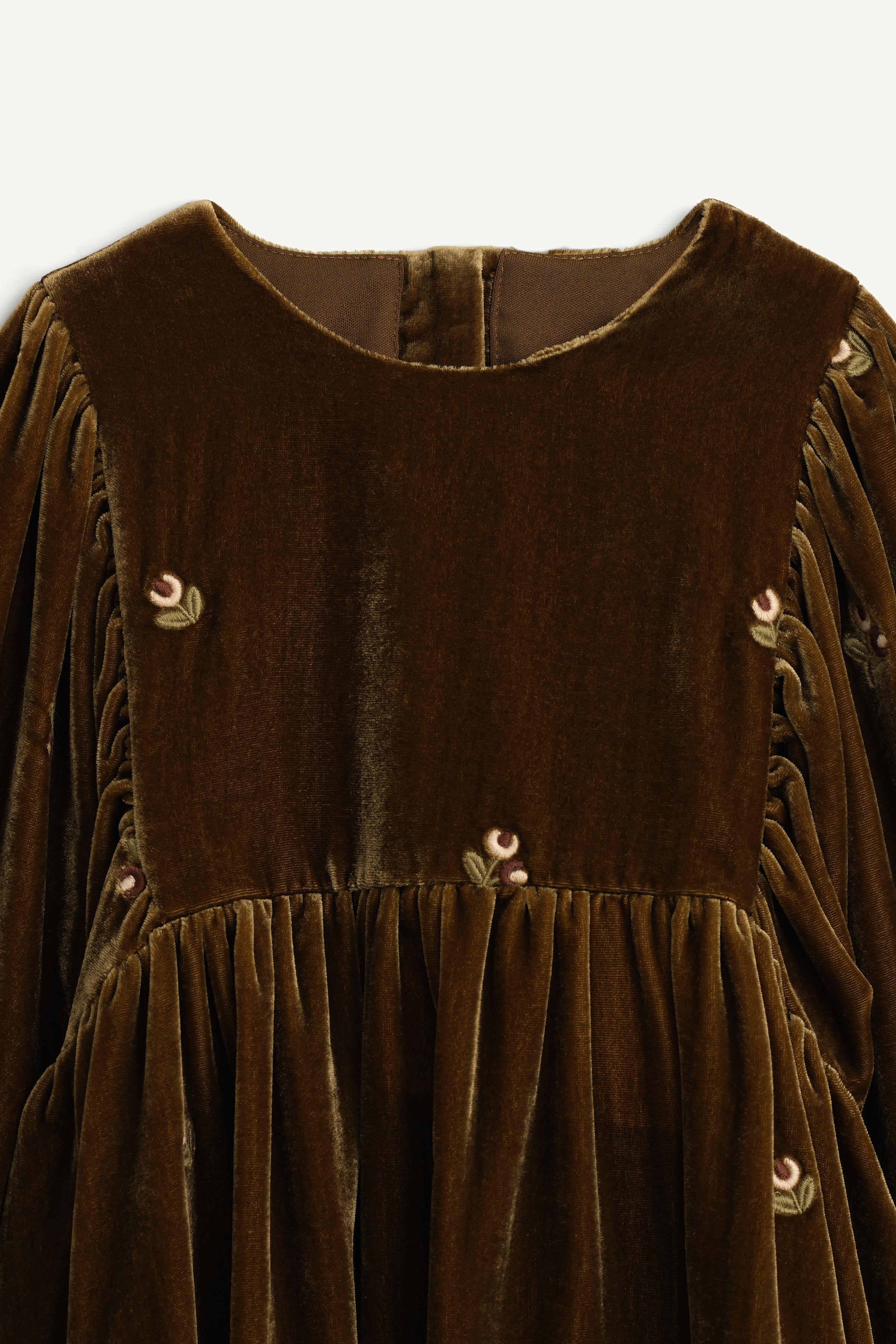 LIMITED EDITION EMBROIDERED FLORAL VELVET DRESS